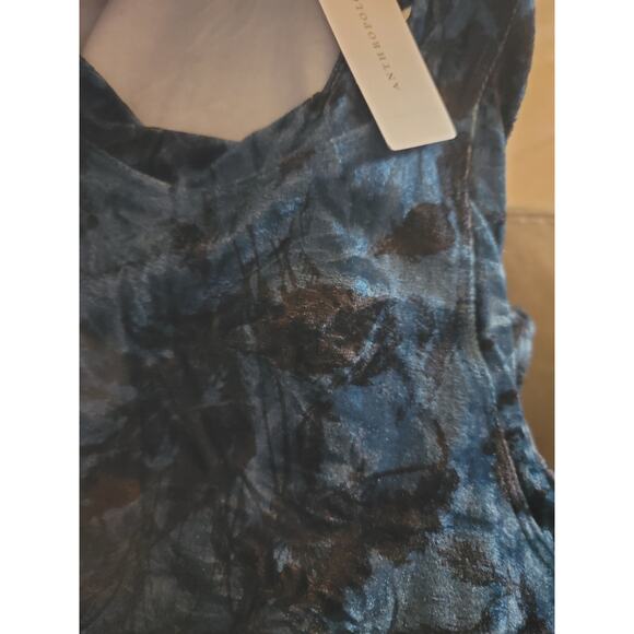 New Anthropologie Velvet Racerback Blue Tank Top - Large - Picture 5 of 5